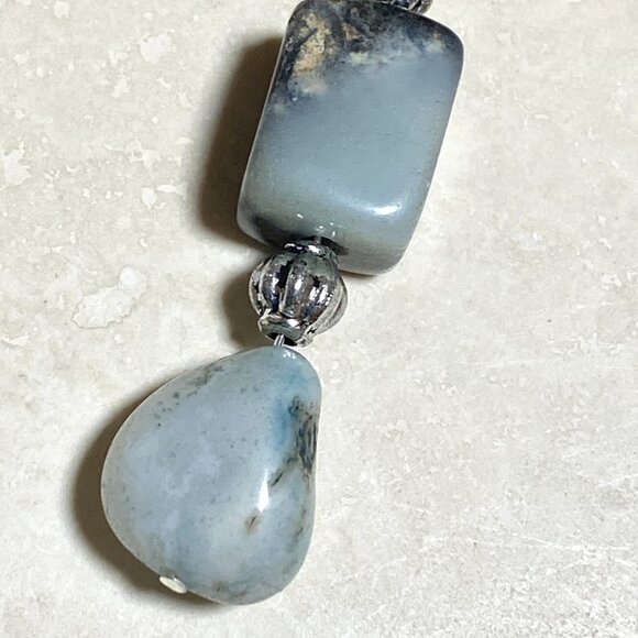 2/$20 Natural Black Blue Calcite Necklace, Genuine Gemstone Lariat Cord Necklace - Picture 6 of 12